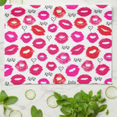 Kisses XOXO Red en Roze Theedoek (Gevouwen)