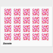 Kisses XOXO Red en Roze Vierkante Sticker (Vel)