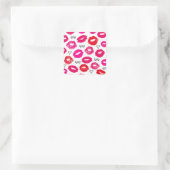 Kisses XOXO Red en Roze Vierkante Sticker (Tas)