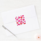 Kisses XOXO Red en Roze Vierkante Sticker (Envelop)