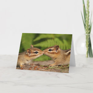 Kissing Baby Chipmunks Card Kaart