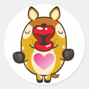 kissing bambi ronde sticker