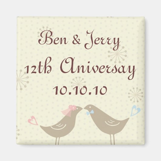 Kissing Birds Trouwdag Magneet (Voorkant)