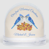 Kissing Blue Jays Fall First Married Christmas Sneeuwbol (Achterkant)