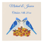 Kissing Blue Jays Fall Wedding Aangepaste foto upl Kubus (Rechts)