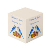 Kissing Blue Jays Fall Wedding Aangepaste foto upl Kubus (Achter hoekig)