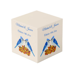 Kissing Blue Jays Fall Wedding Aangepaste foto upl Kubus