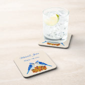 Kissing Blue Jays Fall Wedding Custom Bier Onderzetter (Rechterzijde)