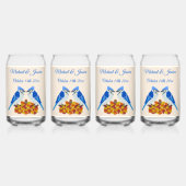 Kissing Blue Jays Fall Wedding Custom Blikvorm Glas (Voorkant)