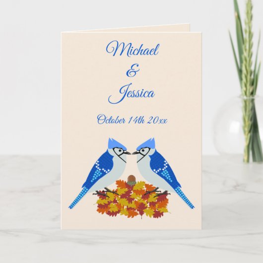 Kissing Blue Jays Fall Wedding Custom Kaart (Voorkant)