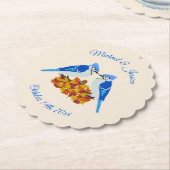 Kissing Blue Jays Fall Wedding Custom Kartonnen Onderzetters (Gekanteld)