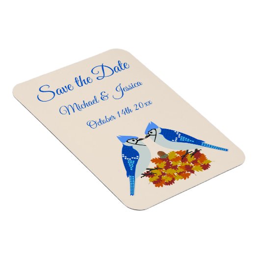 Kissing Blue Jays Fall Wedding Custom Magneet (Rechterzijde)