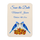 Kissing Blue Jays Fall Wedding Custom Magneet (Verticaal)
