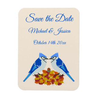Kissing Blue Jays Fall Wedding Custom Magneet
