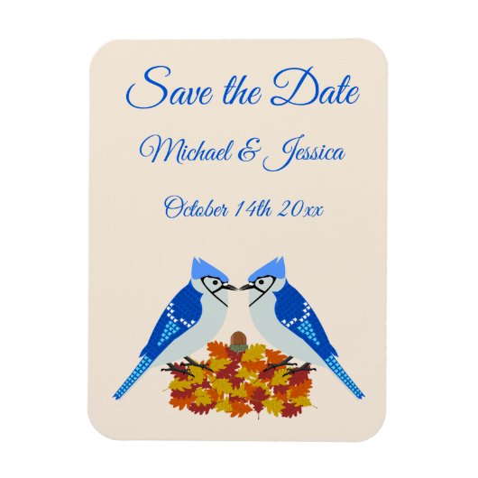 Kissing Blue Jays Fall Wedding Custom Magneet (Verticaal)