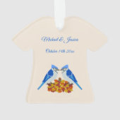 Kissing Blue Jays Fall Wedding Custom Ornament (achterkant)