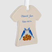 Kissing Blue Jays Fall Wedding Custom Ornament (voorkant)