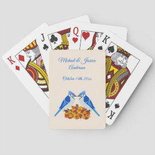 Kissing Blue Jays Fall Wedding Custom Pokerkaarten