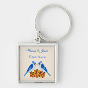 Kissing Blue Jays Fall Wedding Custom Sleutelhanger