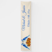 Kissing Blue Jays Fall Wedding Custom Spandoek (Verticaal)