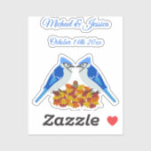 Kissing Blue Jays Fall Wedding Custom Sticker (Vel)