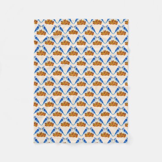Kissing Blue Jays Fall Wedding Patterned Fleece Deken (Voorkant)