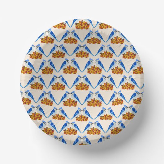 Kissing Blue Jays Fall Wedding Patterned Papieren Kommen (Voorkant)