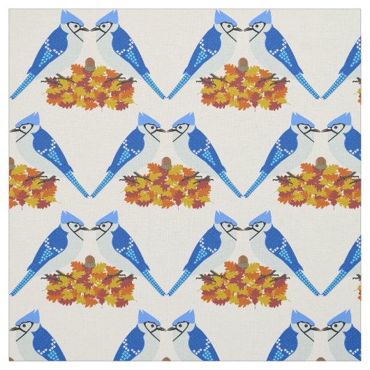 Kissing Blue Jays Fall Wedding Patterned Stof (Swatch)