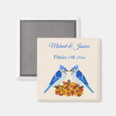 Kissing Blue Jays Herfst Huwelijk Custom Magneet (Voorkant / Achterkant)