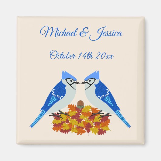 Kissing Blue Jays Herfst Huwelijk Custom Magneet (Voorkant)