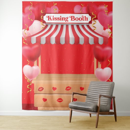 Kissing Booth Valentine Day Love Backdrop Wandkleed (In situ)