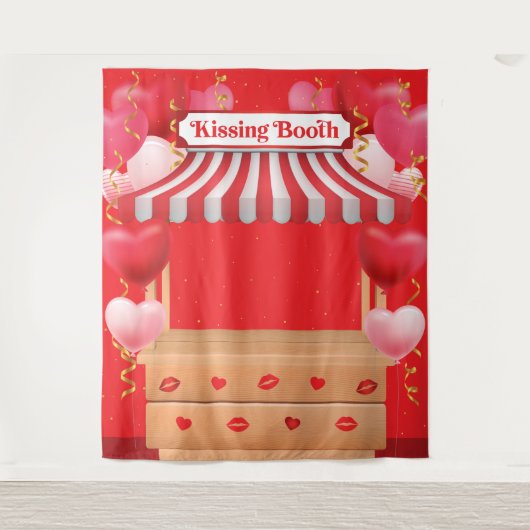 Kissing Booth Valentine Day Love Backdrop Wandkleed (Voorkant)
