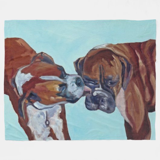 Kissing Boxer Dogs Art Fleece Blanket (Voorkant (Horizontaal))