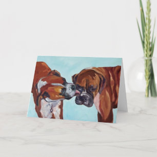 Kissing Boxer Dogs Fine Art Wenskaart Kaart
