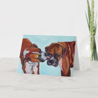 Kissing Boxer Dogs Fine Art Wenskaart Kaart