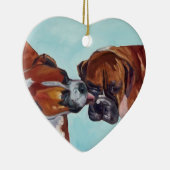 Kissing Boxer Dogs Heart Shaped Ornament (Rechts)