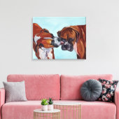 Kissing Boxers Kunst Portret Canvas Afdruk (Insitu (Woonkamer))