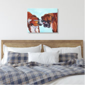 Kissing Boxers Kunst Portret Canvas Afdruk (Insitu (Slaapkamer))
