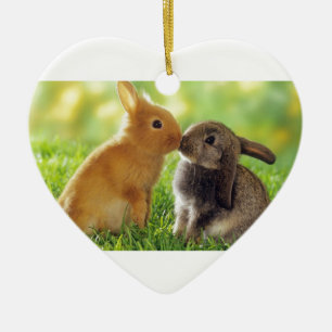 Kissing Bunnies Keramisch Ornament