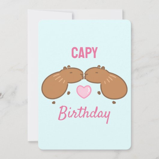 Kissing Capybara Couple Birthday Kaart (Voorkant)