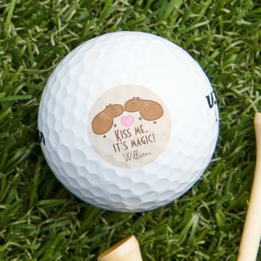Kissing Capybaras Gepersonaliseerd Golfballen