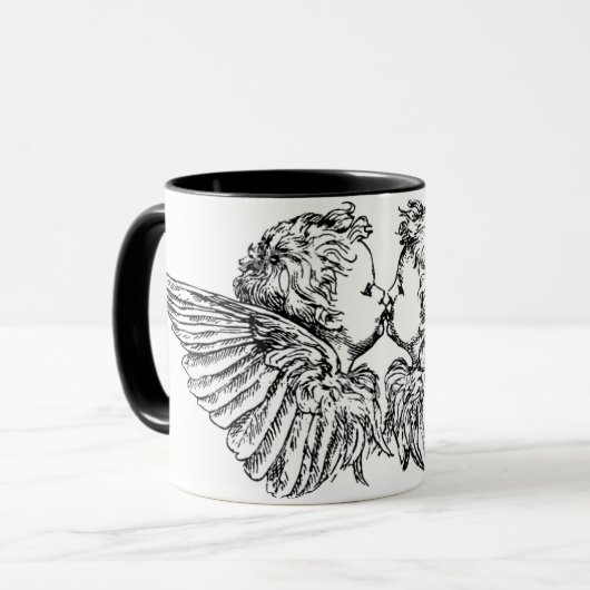 KISSING CHERUBS COFFEE MOK (Voorkant links)