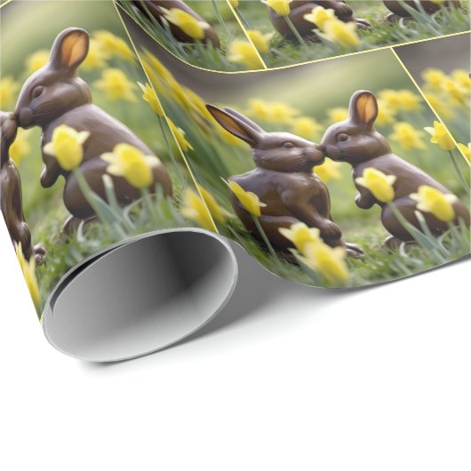 Kissing Chocolate Easter Bunnies Cadeaupapier (Rol Hoek)