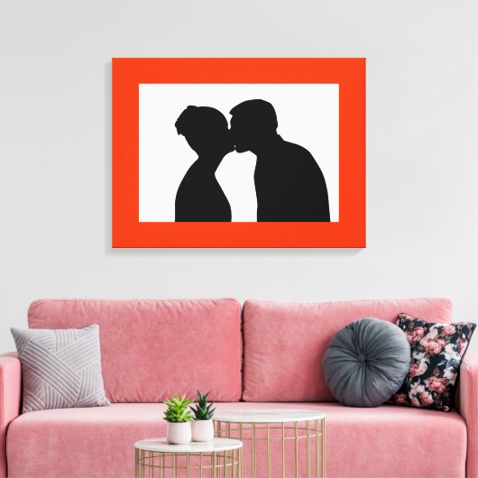 KISSING COUPLE CANVAS AFDRUK (Insitu (Woonkamer))