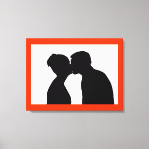 KISSING COUPLE CANVAS AFDRUK