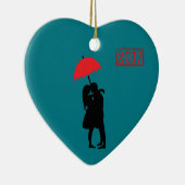 Kissing Couple Red Umbrella 2017 Keramisch Ornament (Rechts)
