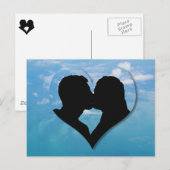 Kissing Couple Silhouette - Blue Skies Briefkaart (Voorkant / Achterkant)