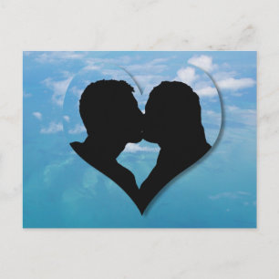 Kissing Couple Silhouette - Blue Skies Briefkaart