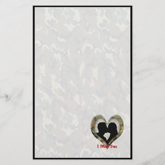 Kissing Couple Silhouette "Ik Miss You" Briefpapier (Voorkant)