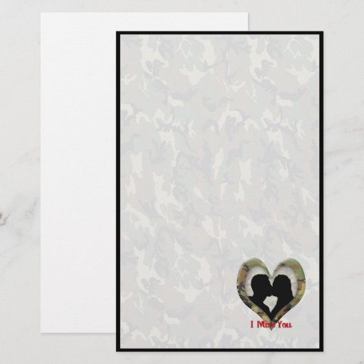 Kissing Couple Silhouette "Ik Miss You" Briefpapier (Voorkant / Achterkant)